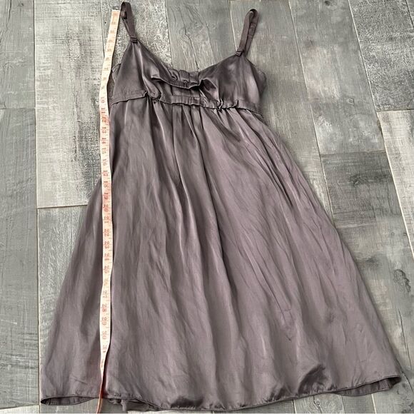 VTG Y2K Max Studio 100% Silk Gray Adjustable Camisole Cami Strap Slip Dress M - Picture 10 of 12